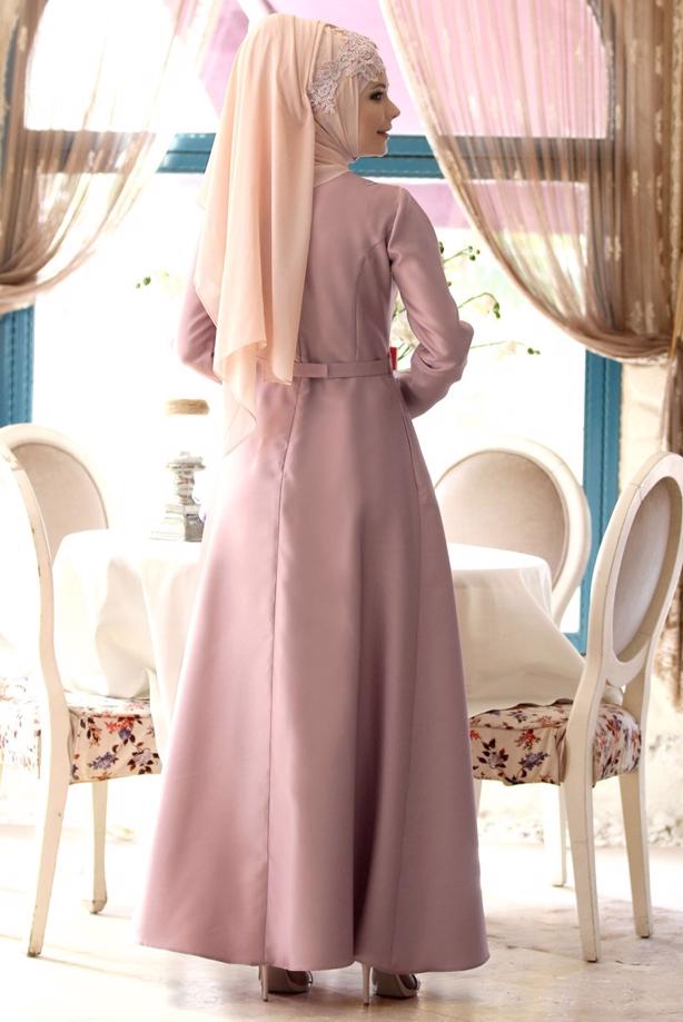 Vêtements hijab  GUIPURE DETAILED EVENING DRESS 7027   - TRENDTESETTÜR