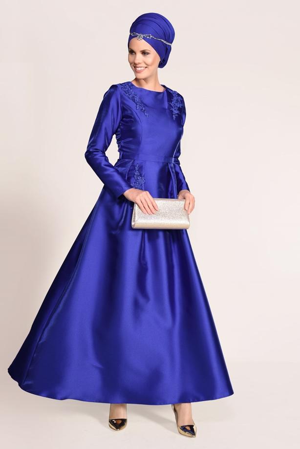 Vêtements hijab  GUIPURE DETAILED EVENING DRESS 7027   - TRENDTESETTÜR