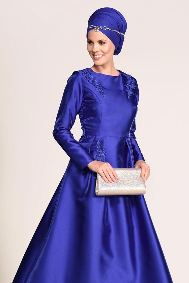 Vêtements hijab  GUIPURE DETAILED EVENING DRESS 7027   - TRENDTESETTÜR