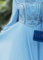 Tesettür giyim MAVİ İŞLEME DETAYLI ABİYE ELBİSE 7797 