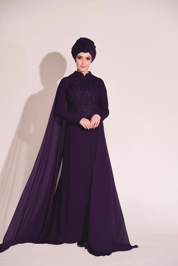Vêtements hijab  Guipure Detailed Evening Dress T 8252 - TRENDTESETTÜR