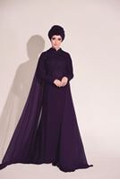Hijab clothing PURPLE Guipure Detailed Evening Dress T 8252