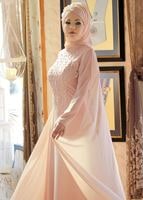 Tesettür giyim PUDRA GÜPÜR DETAYLI ABİYE ELBİSE 8252 