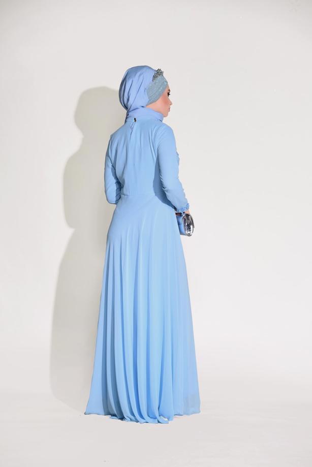Vêtements hijab   LACE DETAILED EVENING DRESS 8714 - TRENDTESETTÜR