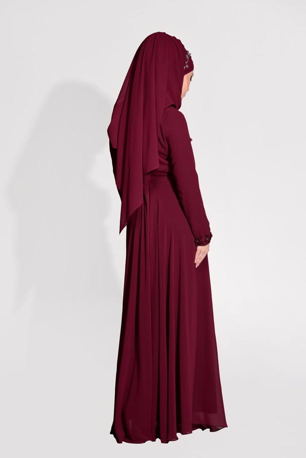 Vêtements hijab   LACE DETAILED EVENING DRESS 8714 - TRENDTESETTÜR