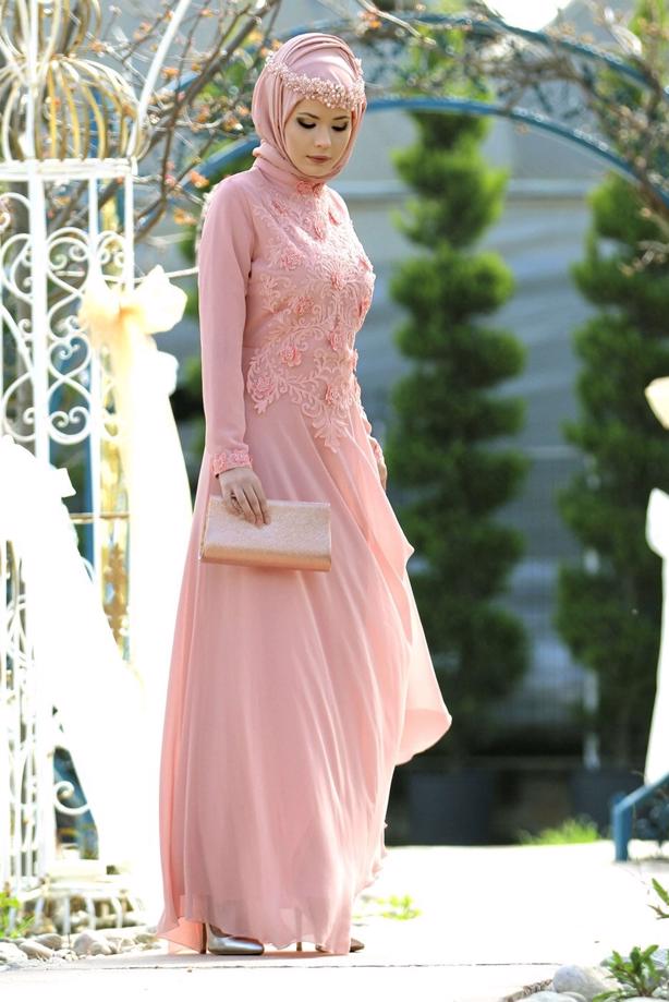 Vêtements hijab   LACE DETAILED EVENING DRESS 8714 - TRENDTESETTÜR