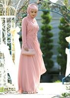 Hijab clothing POWDER  LACE DETAILED EVENING DRESS 8714