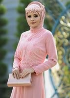 Hijab clothing POWDER  LACE DETAILED EVENING DRESS 8714