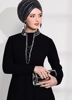 Vêtements hijab NOIR ROBE DE NUIT BRODÉE 9372