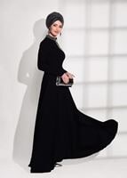 Vêtements hijab NOIR ROBE DE NUIT BRODÉE 9372