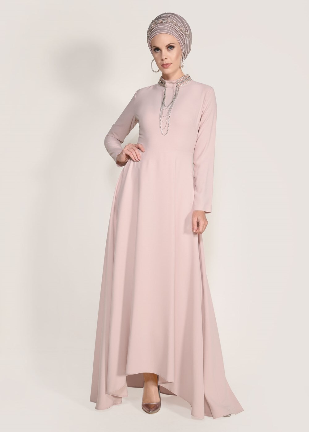 Vêtements hijab POUDRE ROBE DE NUIT BRODÉE 9372