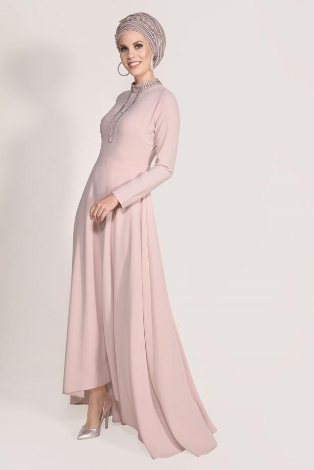 Vêtements hijab  EMBROIDERED NIGHT DRESS 9372  - TRENDTESETTÜR