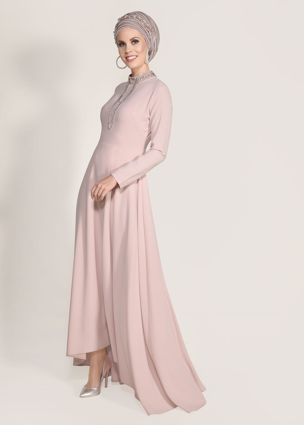 Vêtements hijab POUDRE ROBE DE NUIT BRODÉE 9372