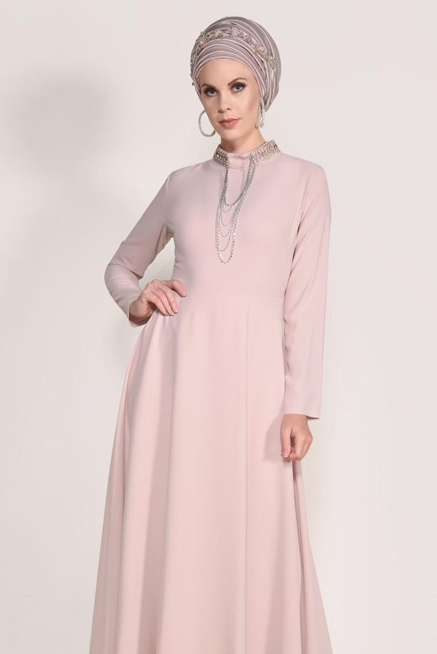 Vêtements hijab  EMBROIDERED NIGHT DRESS 9372  - TRENDTESETTÜR