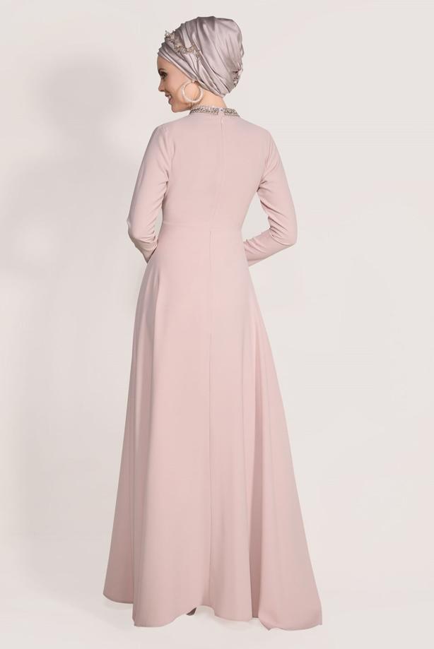 Vêtements hijab  EMBROIDERED NIGHT DRESS 9372  - TRENDTESETTÜR