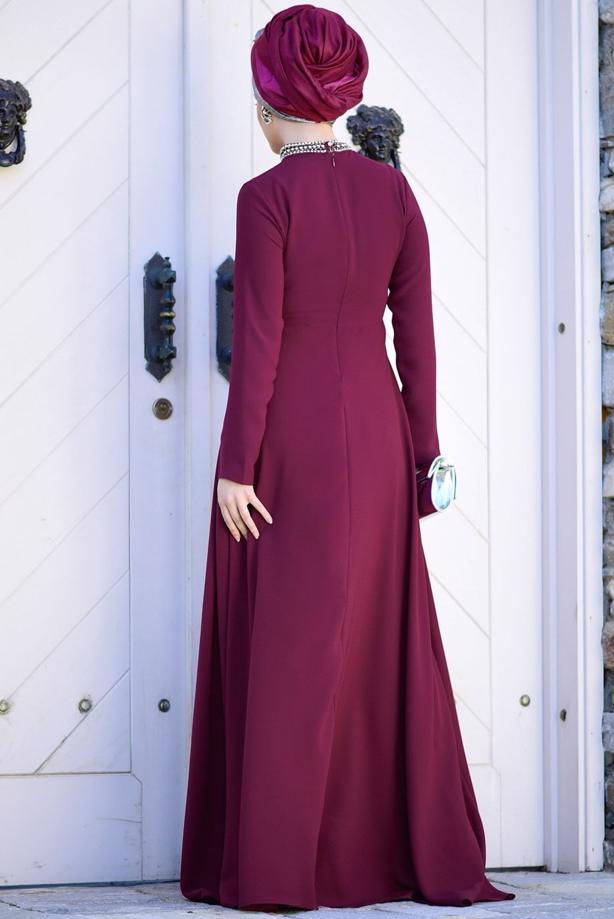 Vêtements hijab  EMBROIDERED NIGHT DRESS 9372  - TRENDTESETTÜR