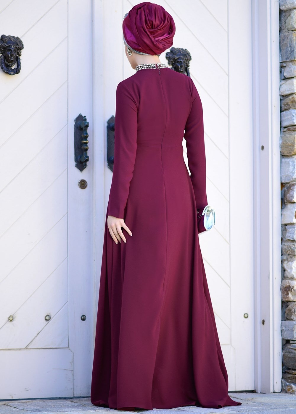 Vêtements hijab POURPRE ROBE DE NUIT BRODÉE 9372