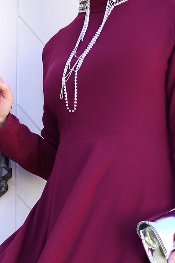 Vêtements hijab  EMBROIDERED NIGHT DRESS 9372  - TRENDTESETTÜR