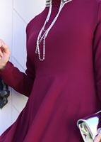 Vêtements hijab POURPRE ROBE DE NUIT BRODÉE 9372