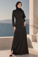 Hijab-Kleidung GOLD ABENDKLEID MIT GÜRTEL T 9565