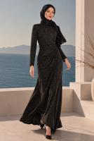 Hijab-Kleidung GOLD ABENDKLEID MIT GÜRTEL T 9565