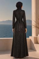 Hijab-Kleidung GOLD ABENDKLEID MIT GÜRTEL T 9565