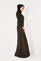 Vêtements hijab OR T 9565 Mısra-Simli Kumaş Detaylı Abiye Elbise