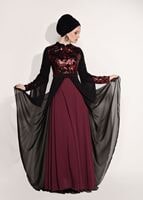 Tesettür giyim SİYAH PUL PAYETLİ TÜL DETAYLI ABİYE ELBİSE 9597