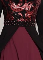 Tesettür giyim SİYAH PUL PAYETLİ TÜL DETAYLI ABİYE ELBİSE 9597