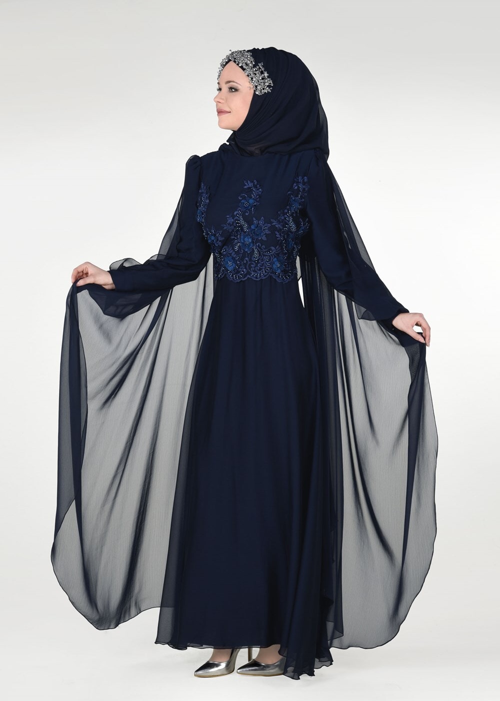Vêtements hijab BLEU MARINE Robe de Soirée T 4881
