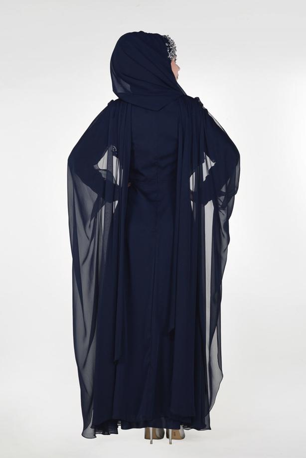 Vêtements hijab  Cape Detailed Evening Dress 4881  - TRENDTESETTÜR