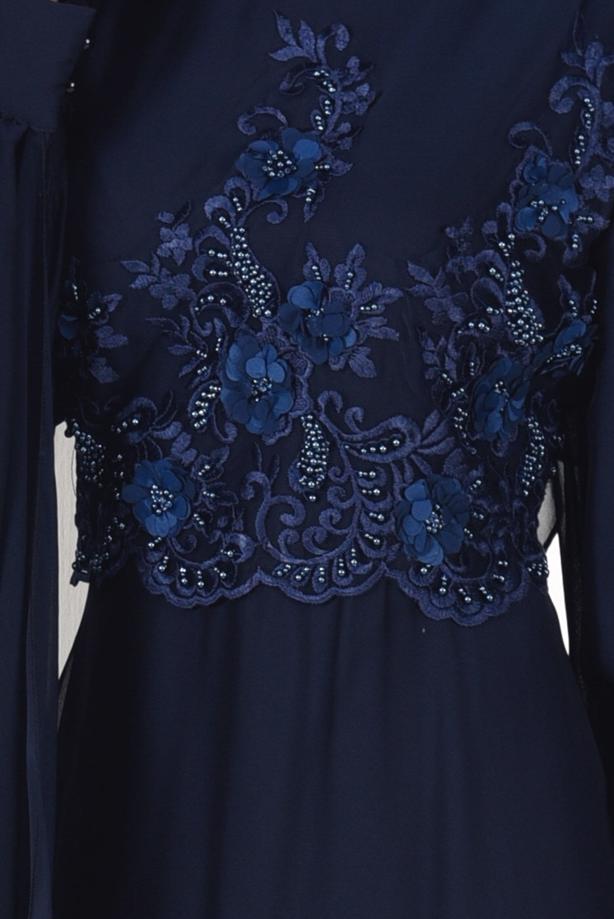 Vêtements hijab  Cape Detailed Evening Dress 4881  - TRENDTESETTÜR