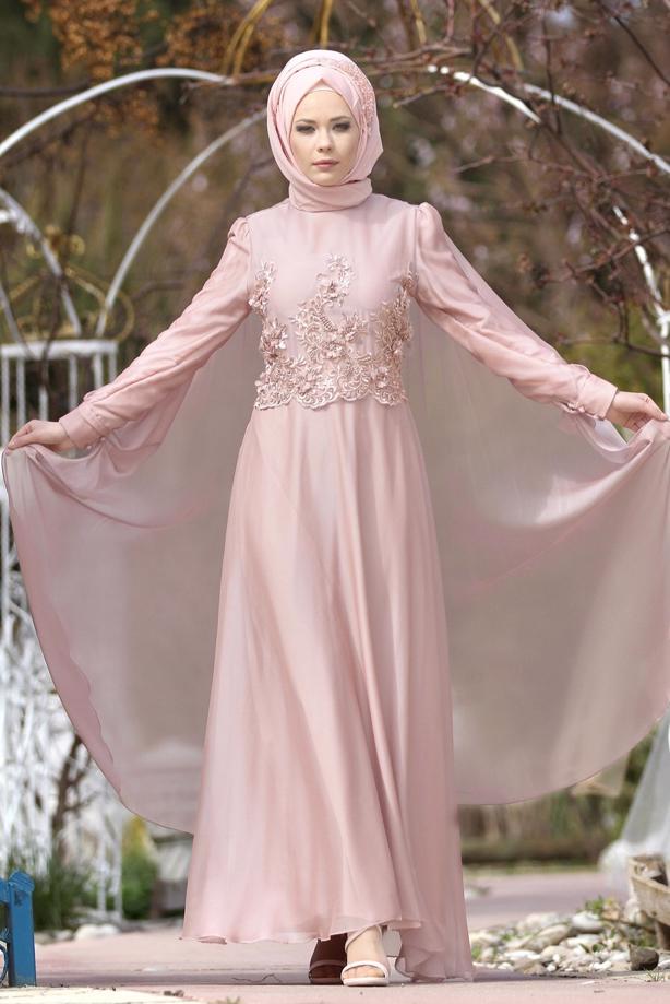 Vêtements hijab  Cape Detailed Evening Dress 4881  - TRENDTESETTÜR