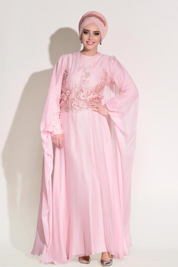 Vêtements hijab  Cape Detailed Evening Dress 4881  - TRENDTESETTÜR