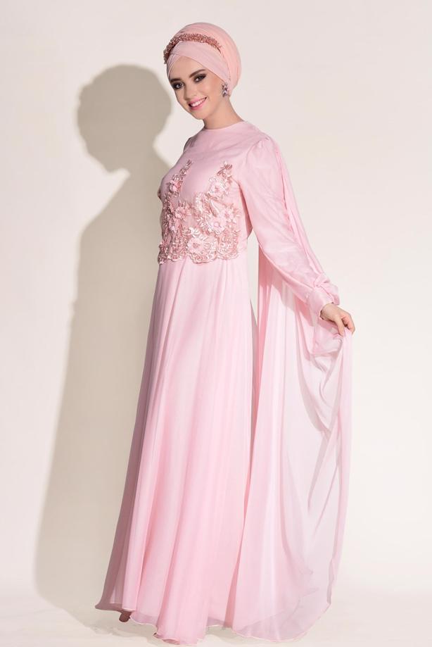 Vêtements hijab  Cape Detailed Evening Dress 4881  - TRENDTESETTÜR