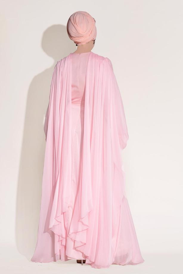 Vêtements hijab  Cape Detailed Evening Dress 4881  - TRENDTESETTÜR