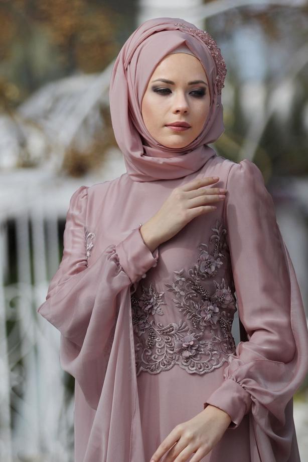 Vêtements hijab  Cape Detailed Evening Dress 4881  - TRENDTESETTÜR