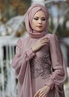 Hijab clothing PINK Cape Detailed Evening Dress 4881 