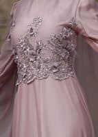 Hijab clothing PINK Cape Detailed Evening Dress 4881 
