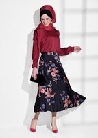 Hijab clothing CLARET RED RUFFLE DETAILED BLOUSE 062310 