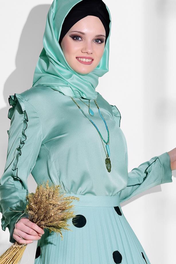Hijab clothing  RUFFLE DETAILED BLOUSE 062310  - TRENDTESETTÜR
