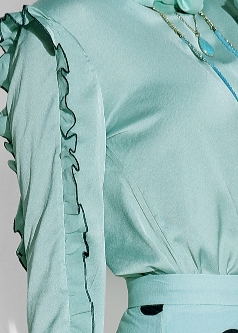 Vêtements hijab VERT CHEMISIER À VOLANTS 062310