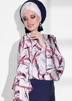 Tesettür giyim BORDO TÜY DESENLİ BLUZ 561310