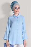Vêtements hijab BLEU CHEMISIER DÉTAIL PERLÉ 665080