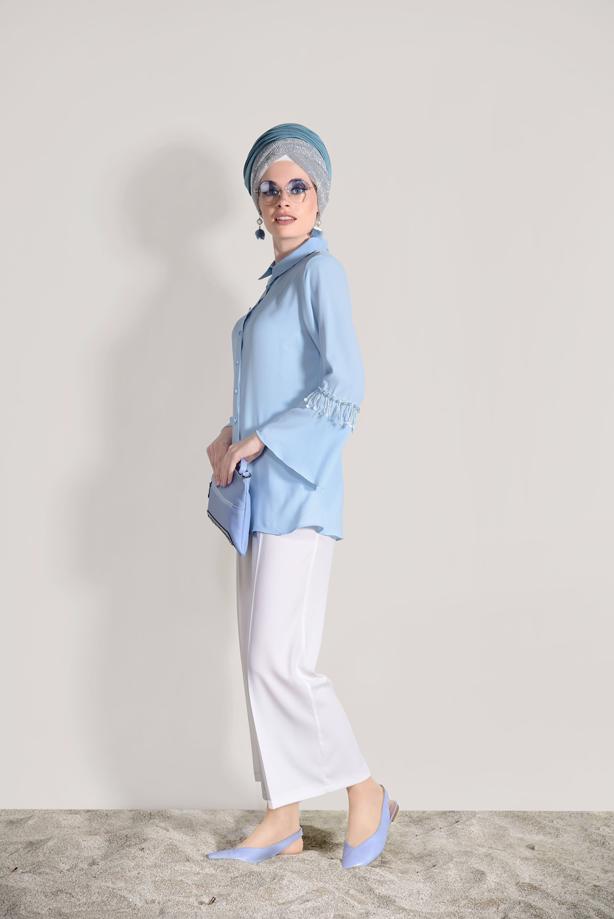 Vêtements hijab   PEARL DETAILED BLOUSE 665080 - TRENDTESETTÜR