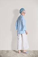 Vêtements hijab BLEU CHEMISIER DÉTAIL PERLÉ 665080