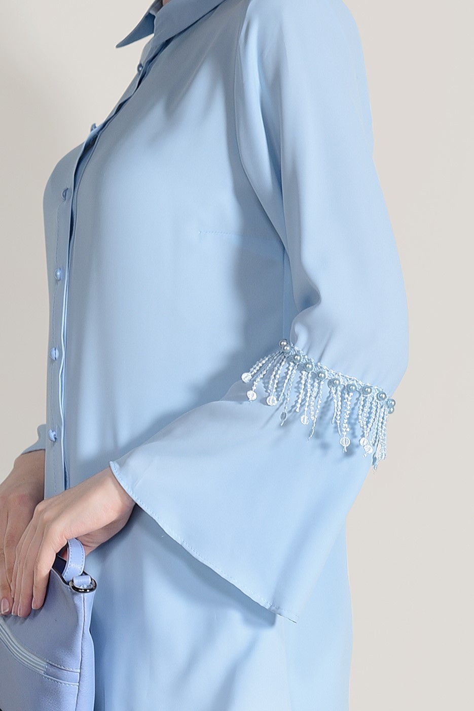 Vêtements hijab BLEU CHEMISIER DÉTAIL PERLÉ 665080