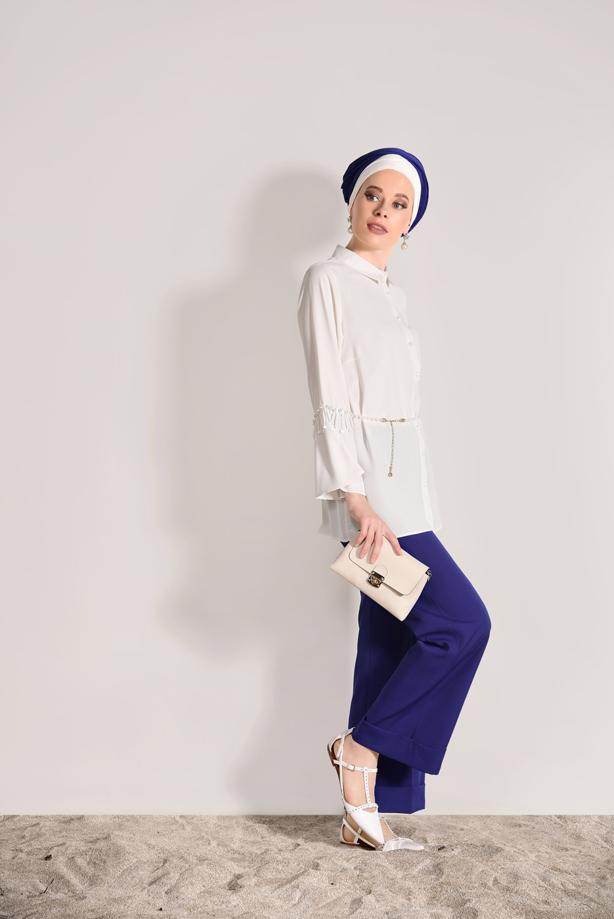 Tesettür giyim  İNCİ DETAYLI BLUZ 665080 - TRENDTESETTÜR
