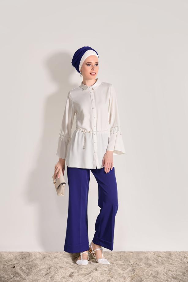 Tesettür giyim  İNCİ DETAYLI BLUZ 665080 - TRENDTESETTÜR