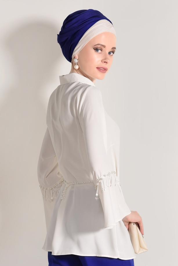 Tesettür giyim  İNCİ DETAYLI BLUZ 665080 - TRENDTESETTÜR